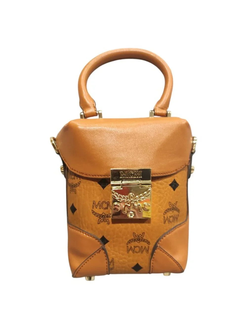 MCM Mini Bag Purse Brown/Cognac Klassik Crossbody in Visetos (missing strap)